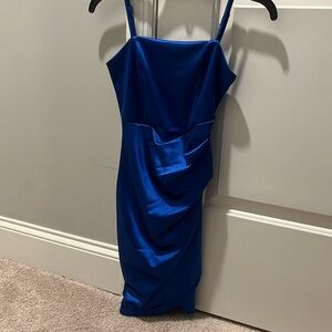 Blue satin mini dress